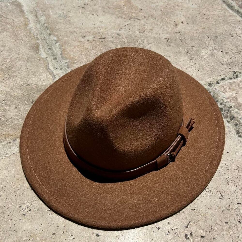 Brown wool blend fedora with